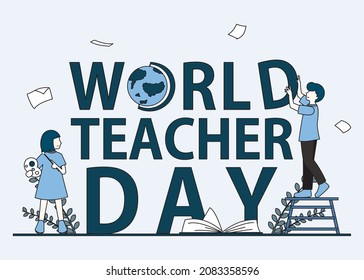 world teacher day blue theme vector