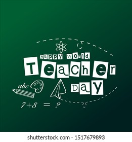 World teacher day celebration word.