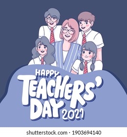 World teacher day concept design of vector. Cartoon illustration stole