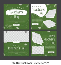 World teacher day social media post template, creative concept banner Design