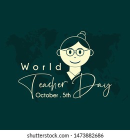 World Teacher Day with Young woman teacher cartoon icon