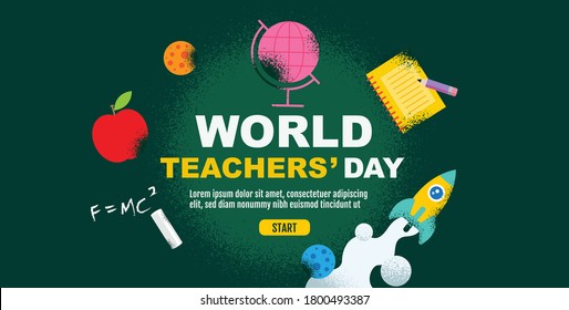 World Teachers Day Back School Template Stock Vector (Royalty Free ...