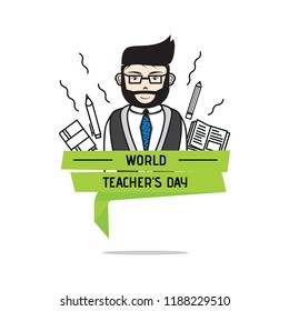 World Teachers Day Background, Banner, Template, Sign, Design, Icon, Illustration, Vector Eps.10