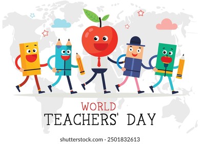 Vector de fondo del Día Mundial del Profesorado Diseño inspirador y educativo para celebraciones