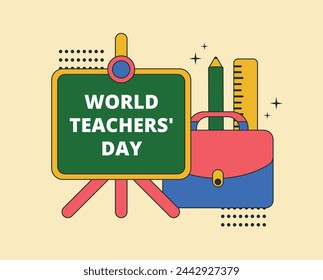 World teacher's day celebration. Classroom chalkboard. Vector illustration.