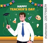 World teacher's day celebration. Happy Teacher's Day background. October 5. world teachers day celebration. vector illustration. Poster, Banner, Flyer, Greeting Card, Post. International Teachers' Day