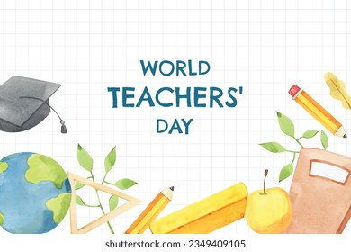 World teacher's day celebration. Happy Teacher's Day. October 5. world teachers day celebration. vector illustration. Poster, Banner, Flyer, Greeting Card. World Teachers' Day concept. cartoon.