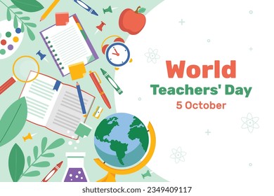 World teacher's day celebration. Happy Teacher's Day. October 5. world teachers day celebration. vector illustration. Poster, Banner, Flyer, Greeting Card. World Teachers' Day concept. cartoon.