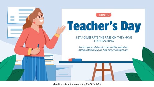 World teacher's day celebration. Happy Teacher's Day. October 5. world teachers day celebration. vector illustration. Poster, Banner, Flyer, Greeting Card. World Teachers' Day concept. cartoon.