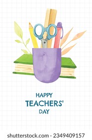 World teacher's day celebration. Happy Teacher's Day. October 5. world teachers day celebration. vector illustration. Poster, Banner, Flyer, Greeting Card. World Teachers' Day concept. cartoon.