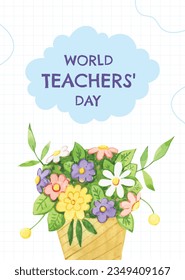 World teacher's day celebration. Happy Teacher's Day. October 5. world teachers day celebration. vector illustration. Poster, Banner, Flyer, Greeting Card. World Teachers' Day concept. cartoon.