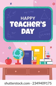 World teacher's day celebration. Happy Teacher's Day. October 5. world teachers day celebration. vector illustration. Poster, Banner, Flyer, Greeting Card. World Teachers' Day concept. cartoon.