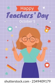 World teacher's day celebration. Happy Teacher's Day. October 5. world teachers day celebration. vector illustration. Poster, Banner, Flyer, Greeting Card. World Teachers' Day concept. cartoon.