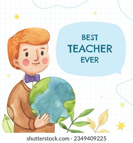 World teacher's day celebration. Happy Teacher's Day. October 5. world teachers day celebration. vector illustration. Poster, Banner, Flyer, Greeting Card. World Teachers' Day concept. cartoon.