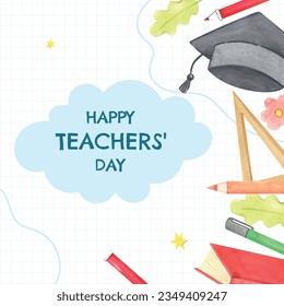 World teacher's day celebration. Happy Teacher's Day. October 5. world teachers day celebration. vector illustration. Poster, Banner, Flyer, Greeting Card. World Teachers' Day concept. cartoon.
