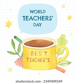 World teacher's day celebration. Happy Teacher's Day. October 5. world teachers day celebration. vector illustration. Poster, Banner, Flyer, Greeting Card. World Teachers' Day concept. cartoon.