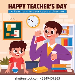 World teacher's day celebration. Happy Teacher's Day. October 5. world teachers day celebration. vector illustration. Poster, Banner, Flyer, Greeting Card. World Teachers' Day concept. cartoon.