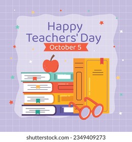 World teacher's day celebration. Happy Teacher's Day. October 5. world teachers day celebration. vector illustration. Poster, Banner, Flyer, Greeting Card. World Teachers' Day concept. cartoon.