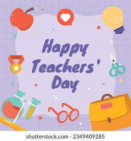 World teacher's day celebration. Happy Teacher's Day. October 5. world teachers day celebration. vector illustration. Poster, Banner, Flyer, Greeting Card. World Teachers' Day concept. cartoon.