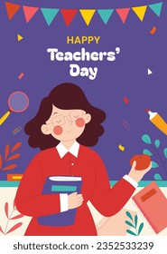 World teacher's day celebration. Happy Teacher's Day background. October 5. world teachers day celebration. vector illustration. Poster, Banner, Flyer, Greeting Card, Template. World Teachers' Day.