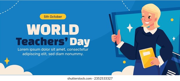 World teacher's day celebration. Happy Teacher's Day background. October 5. world teachers day celebration. vector illustration. Poster, Banner, Flyer, Greeting Card, Template. World Teachers' Day.