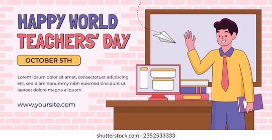 World teacher's day celebration. Happy Teacher's Day background. October 5. world teachers day celebration. vector illustration. Poster, Banner, Flyer, Greeting Card, Template. World Teachers' Day.