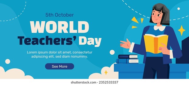 World teacher's day celebration. Happy Teacher's Day background. October 5. world teachers day celebration. vector illustration. Poster, Banner, Flyer, Greeting Card, Template. World Teachers' Day.