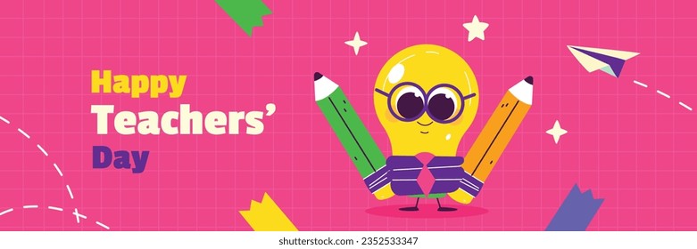 World teacher's day celebration. Happy Teacher's Day background. October 5. world teachers day celebration. vector illustration. Poster, Banner, Flyer, Greeting Card, Template. World Teachers' Day.