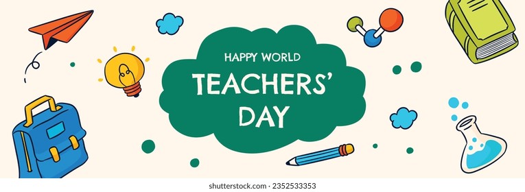 World teacher's day celebration. Happy Teacher's Day background. October 5. world teachers day celebration. vector illustration. Poster, Banner, Flyer, Greeting Card, Template. World Teachers' Day.