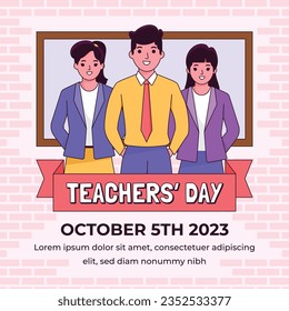 World teacher's day celebration. Happy Teacher's Day background. October 5. world teachers day celebration. vector illustration. Poster, Banner, Flyer, Greeting Card, Template. World Teachers' Day.