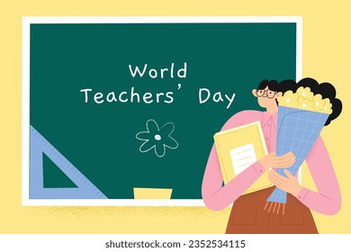 World teacher's day celebration. Happy Teacher's Day background. October 5. world teachers day celebration. vector illustration. Poster, Banner, Flyer, Greeting Card, Template. World Teachers' Day.