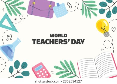 World teacher's day celebration. Happy Teacher's Day background. October 5. world teachers day celebration. vector illustration. Poster, Banner, Flyer, Greeting Card, Template. World Teachers' Day.