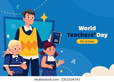World teacher's day celebration. Happy Teacher's Day background. October 5. world teachers day celebration. vector illustration. Poster, Banner, Flyer, Greeting Card, Template. World Teachers' Day.