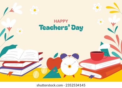 World teacher's day celebration. Happy Teacher's Day background. October 5. world teachers day celebration. vector illustration. Poster, Banner, Flyer, Greeting Card, Template. World Teachers' Day.