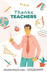 World teacher's day celebration. Happy Teacher's Day background. October 5. world teachers day celebration. vector illustration. Poster, Banner, Flyer, Greeting Card, Template. World Teachers' Day.