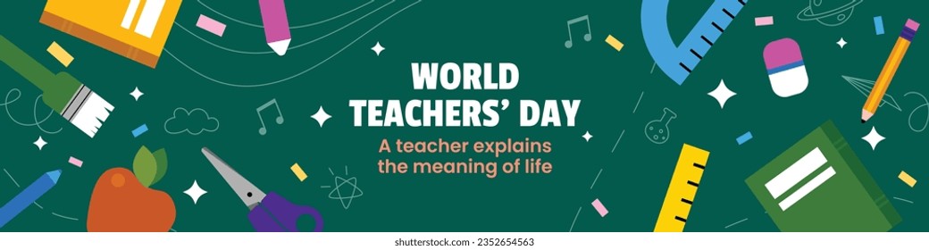 World teacher's day celebration. Happy Teacher's Day background. October 5. world teachers day celebration. vector illustration. Poster, Banner, Flyer, Greeting Card, Template. World Teachers' Day.