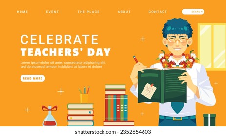 World teacher's day celebration. Happy Teacher's Day background. October 5. world teachers day celebration. vector illustration. Poster, Banner, Flyer, Greeting Card, Template. World Teachers' Day.