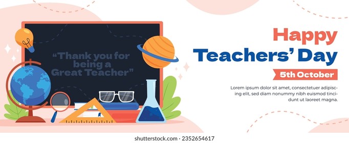 World teacher's day celebration. Happy Teacher's Day background. October 5. world teachers day celebration. vector illustration. Poster, Banner, Flyer, Greeting Card, Template. World Teachers' Day.