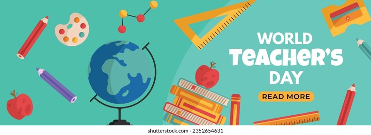 World teacher's day celebration. Happy Teacher's Day background. October 5. world teachers day celebration. vector illustration. Poster, Banner, Flyer, Greeting Card, Template. World Teachers' Day.