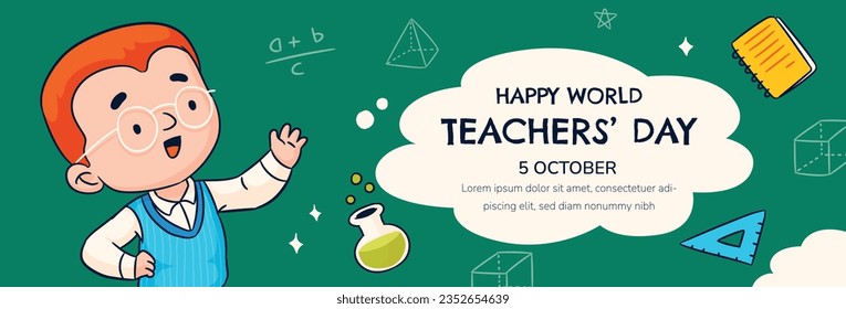 World teacher's day celebration. Happy Teacher's Day background. October 5. world teachers day celebration. vector illustration. Poster, Banner, Flyer, Greeting Card, Template. World Teachers' Day.