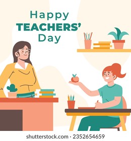 Celebración del Día Mundial del Profesor. Feliz Día del Profesor. 5 de octubre. celebración del día mundial de los profesores. ilustración vectorial. Afiche, Cartel, Volante, Tarjeta de felicitación, Plantilla. Día Mundial del Profesor.