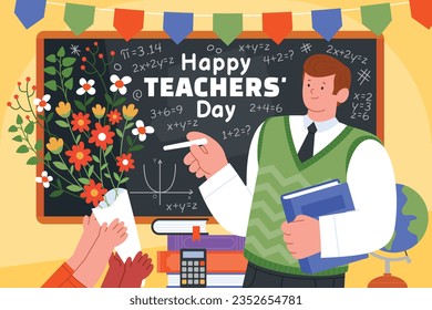 World teacher's day celebration. Happy Teacher's Day background. October 5. world teachers day celebration. vector illustration. Poster, Banner, Flyer, Greeting Card, Template. World Teachers' Day.