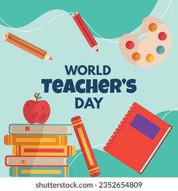 World teacher's day celebration. Happy Teacher's Day background. October 5. world teachers day celebration. vector illustration. Poster, Banner, Flyer, Greeting Card, Template. World Teachers' Day.