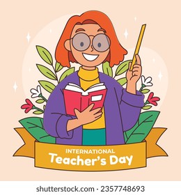 World teacher's day celebration. Happy Teacher's Day background. October 5. world teachers day celebration. vector illustration. Poster, Banner, Flyer, Greeting Card, Post. International Teachers' Day