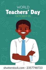 World teacher's day celebration. Happy Teacher's Day background. October 5. world teachers day celebration. vector illustration. Poster, Banner, Flyer, Greeting Card, Post. International Teachers' Day