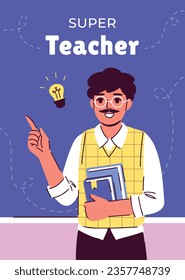 World teacher's day celebration. Happy Teacher's Day background. October 5. world teachers day celebration. vector illustration. Poster, Banner, Flyer, Greeting Card, Post. International Teachers' Day