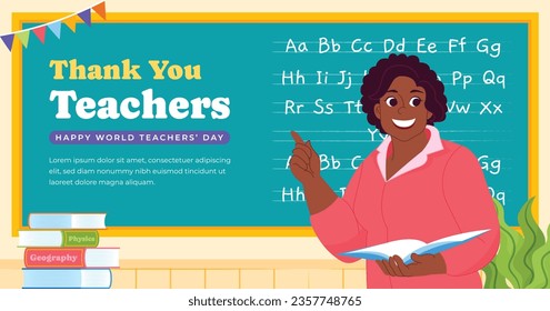 World teacher's day celebration. Happy Teacher's Day background. October 5. world teachers day celebration. vector illustration. Poster, Banner, Flyer, Greeting Card, Post. International Teachers' Day