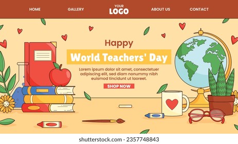 World teacher's day celebration. Happy Teacher's Day background. October 5. world teachers day celebration. vector illustration. Poster, Banner, Flyer, Greeting Card, Post. International Teachers' Day