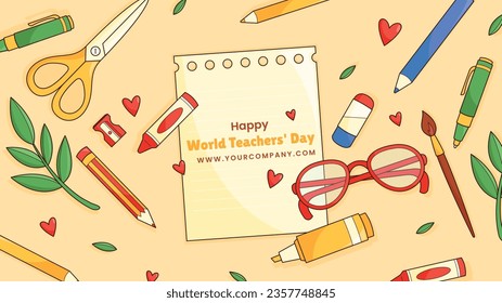 World teacher's day celebration. Happy Teacher's Day background. October 5. world teachers day celebration. vector illustration. Poster, Banner, Flyer, Greeting Card, Post. International Teachers' Day