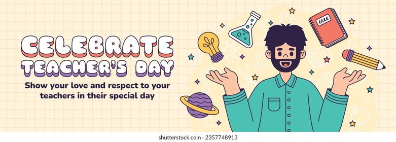 World teacher's day celebration. Happy Teacher's Day background. October 5. world teachers day celebration. vector illustration. Poster, Banner, Flyer, Greeting Card, Post. International Teachers' Day